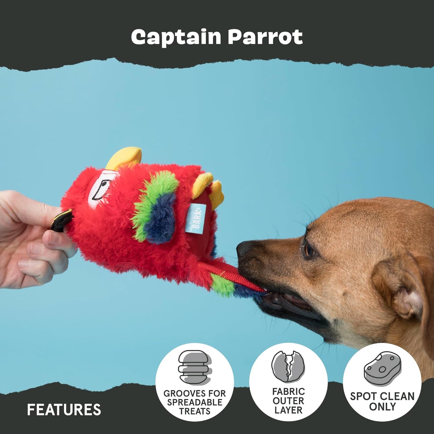 Barkbox Super Chewer Tough Dog Chew Toys for Aggressive Chewers, Plush 2 Toys in 1 (Parrot - Large)