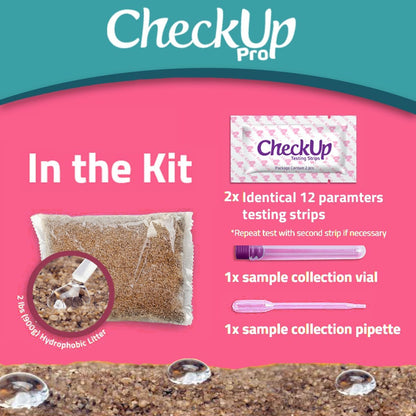 KIT4CAT CheckUp Pro at Home Cat Wellness Test for | Hydrophobic Litter to Collect Urine & 2, 10 Indicators Strips | pH, Protein, Urobilinogen, Glucose, Bilirubin, Ketone, S-Gravity, Blood in Urine