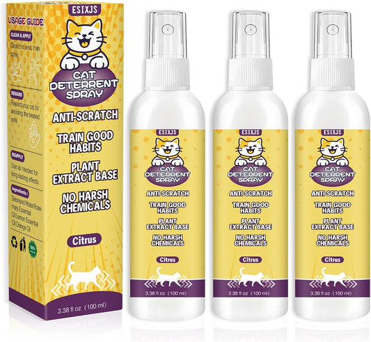 Enhanced Cat Deterrent Spray 10.14 Fl Oz No Scratch for Cats Indoor & Outdoor Keep Off Cat Spray Natural Safe Repellent for Effective Training Aid for Furniture Curtain Sofas Protection