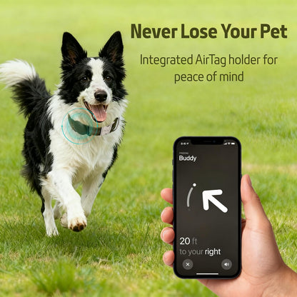 AirTag Holder Dog Collar for Large Medium Dogs, Adjustable Nylon Dog Training Collar with Quick Release Buckle, Reflective Heavy Duty Tactical Dog Collar with Handle (Army Green M)