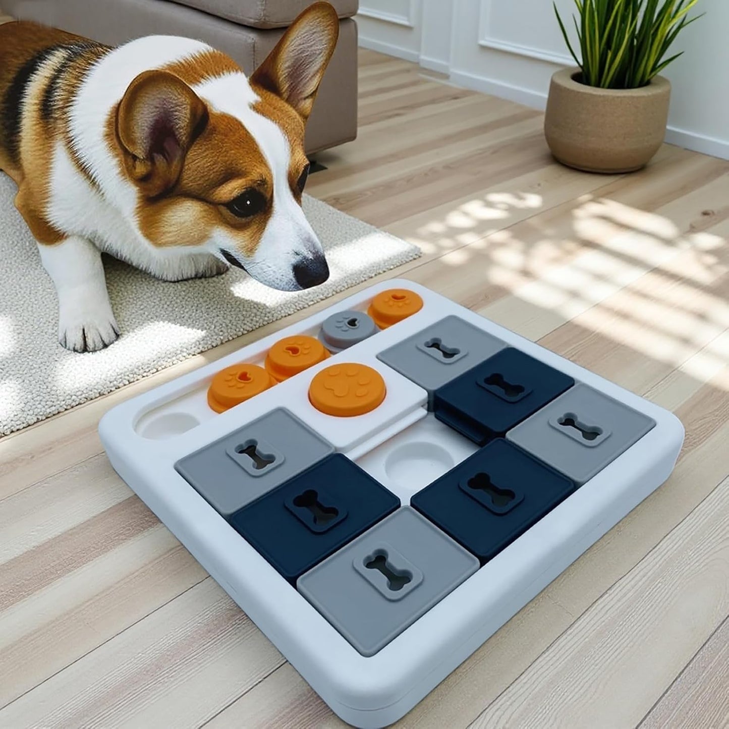 Durable Dog Puzzle Toy and Slow Feeder - Tough Dog Toys with Squeaky Sounds, Interactive Pet Toys for Small and Large Dogs to Keep Them Busy, Includes Food Dispensing Feature