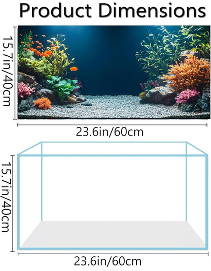 Aquarium Background Poster, Fish Tank Background Sticker, Underwater Grass Leaves with Stone & 3D Coral Vibrant Underwater for Stunning Aquarium Decorations 10 20 Gallon Tank (15.7" x 23.6" in)