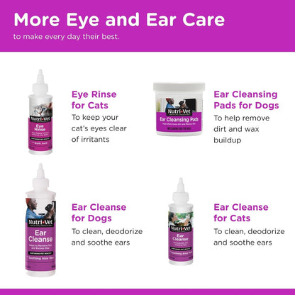 Nutri-Vet Eye Rinse for Dogs, Dog Tear Stain Remover, Eye Wash, Allergy Relief for Pet Puppies, Puppy Supplies, Pet Safe Formula, Vet Formulated, Prevents Infections, 4oz