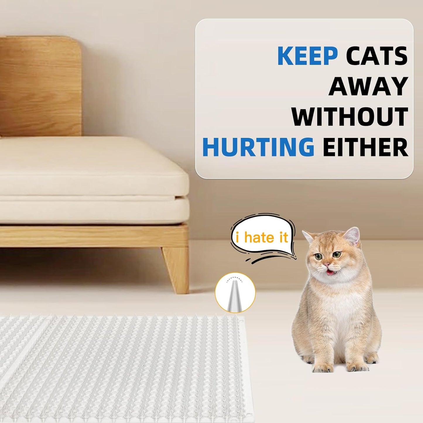 12 Pack Scat Mat for Cats with Spikes, Cat Repellent Mat Deterrent Indoor, Training Pads Keep Dogs and Cats Off Couch, Bed, 16 x 13 Inch Garden Scat Mats Outdoor