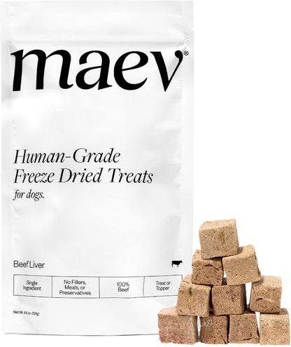 Maev Human-Grade Freeze Dried Raw Beef Liver Treats | 100% USDA Certified Single-Ingredient | Healthy, Human-Grade Dog Snacks | Perfect for Training & Sensitive Diets