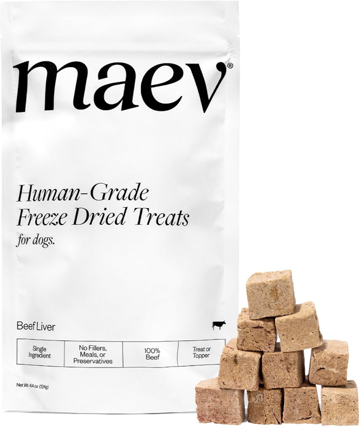 Maev Human-Grade Freeze Dried Raw Beef Liver Treats | 100% USDA Certified Single-Ingredient | Healthy, Human-Grade Dog Snacks | Perfect for Training & Sensitive Diets