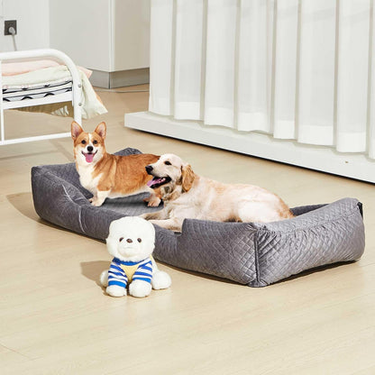 Suzile Dog Car Seat Bed for Large Under 100lbs or 3 Small Dogs Fully Detachable Washable Dog Car Bed with Safety Tethers Comfortable Protector for Home Travel Camping, 49'' x 22"(Gray for Large Dogs)