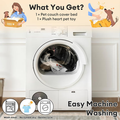 FUNNY FUZZY Couch Cover for Dogs, Loveseat Covers Bed for Large Dogs Cream Plaid Washable Pet Mat for Furniture Protector for Car Seat, X-Large, Black