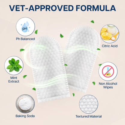 Dog Teeth Cleaning Wipes - 100 Value Pack - Fresh Mint Dog Dental Wipes, Vet Formulated Pet Teeth Cleaning Finger Wipes for Dogs & Cats – Effective Dog Teeth Cleaning, Plaque & Tartar Solution