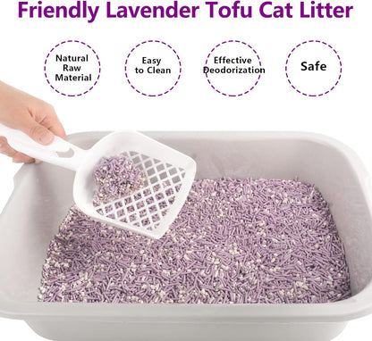 Tofu Cat Litter, Dust-Free Kitty Litter, Ultra Absorbent Clumping Cat Pellet Litter, Fast Drying, Lavender Odor Control, Less Scattering, Dust-Free Mixed.