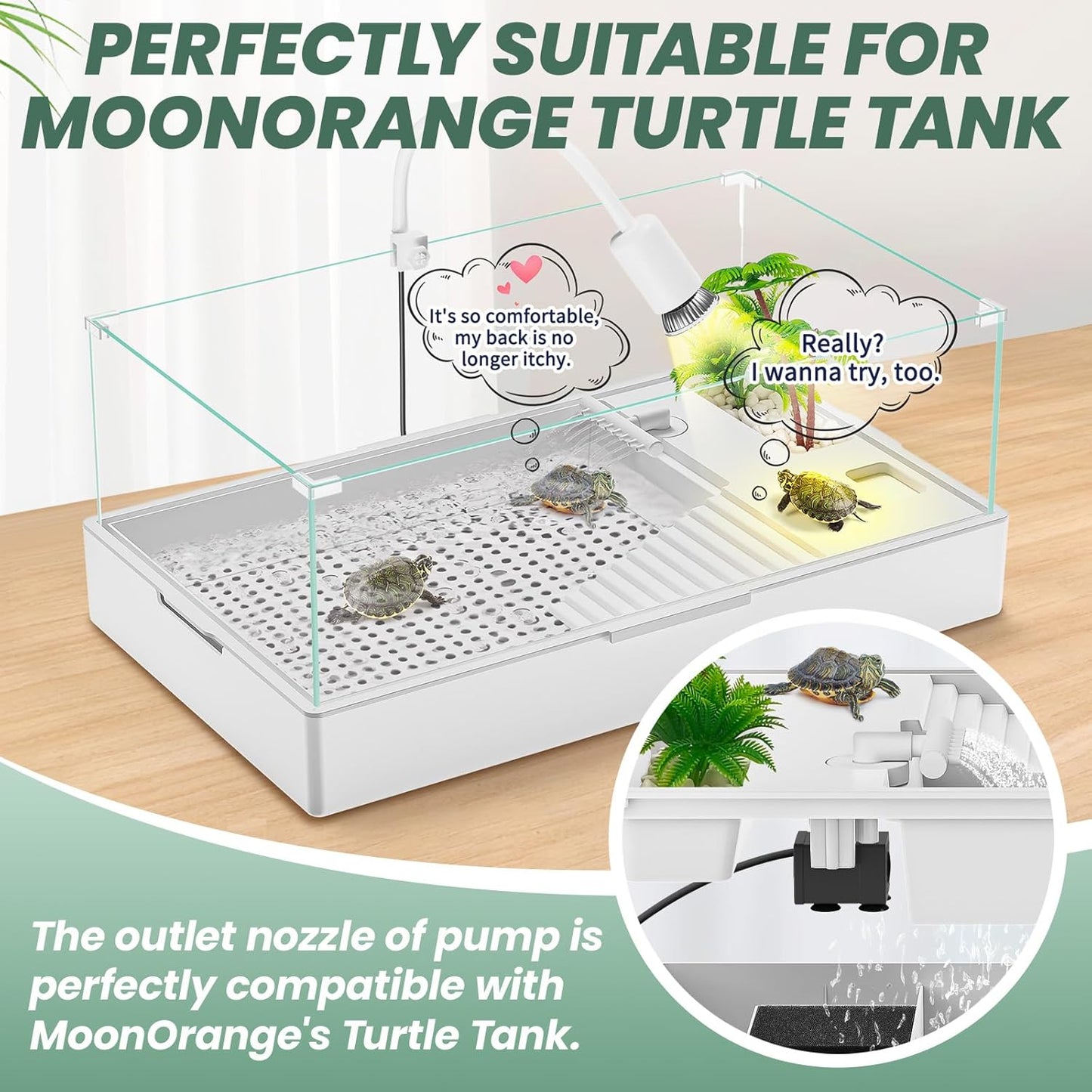 Mini Submersible Water Pump, Ultra Quiet Water Pump, 300L/H, for Turtle Tank, Fountains, Aquariums (5W, 79GPH)