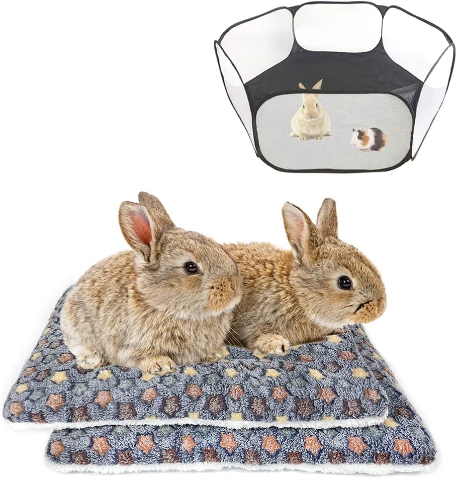 Amakunft 2 Pcs Large Guinea Pig Bed Mat, Rabbit Sleep Bed, 17.7x13.7x2 Inches, Small Animal Playpen for Bunny/Chinchilla/Hedgehog