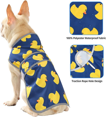 Dog Raincoat Hooded,Waterproof Rain Coat for Dogs with Adjustable Belly Strap,Reflective Strips, Lightweight Slicker Poncho Rain Jacket for Small Medium Large Dogs