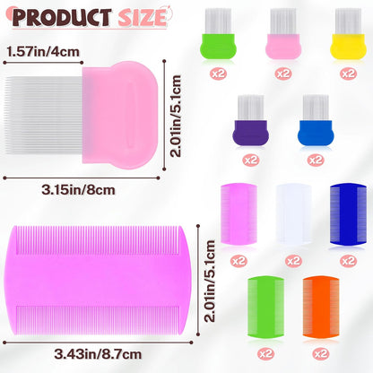 20 Pcs Pet Flea Combs 5 Double Sided and 5 Metal Dog Comb, Massage Dog Flea Combs, Plastic Flea Comb for Humans Pets (Colorful)