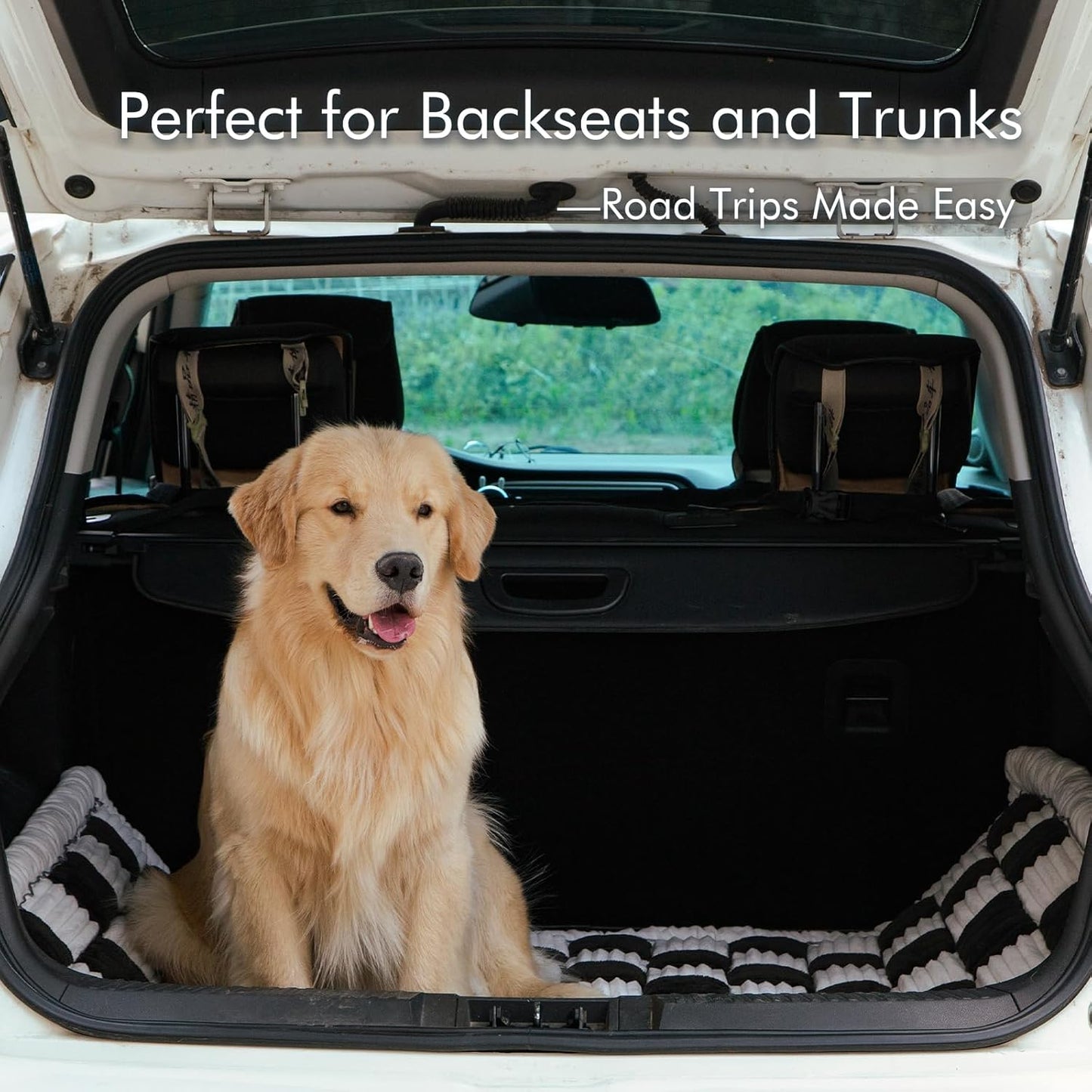Dog Bed for Car, Pet Travel Backseat Mat for Vehicle SUV Truck Jeep Automobile, Large Washable Foldable Non-Slip Fuzzy Soft Comfortable Cozy Extender Protector Cover Pad, Black, 24.8x54 in