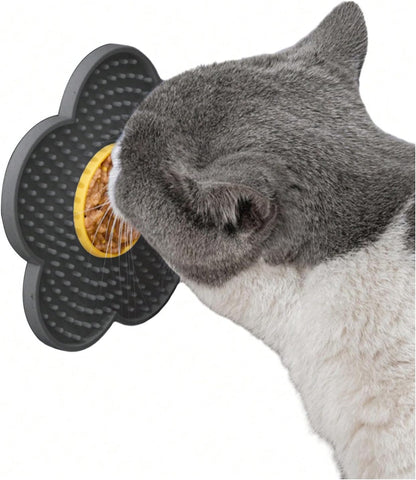 QWINEE Lick Mat for Dogs Cats Flower Shaped Pet Slow Feeder Dog Cat Puppy Bowl Lick Pad for Dog Fun Alternative to Slow Down Eat for Small Medium Large Dogs Grey One-Size