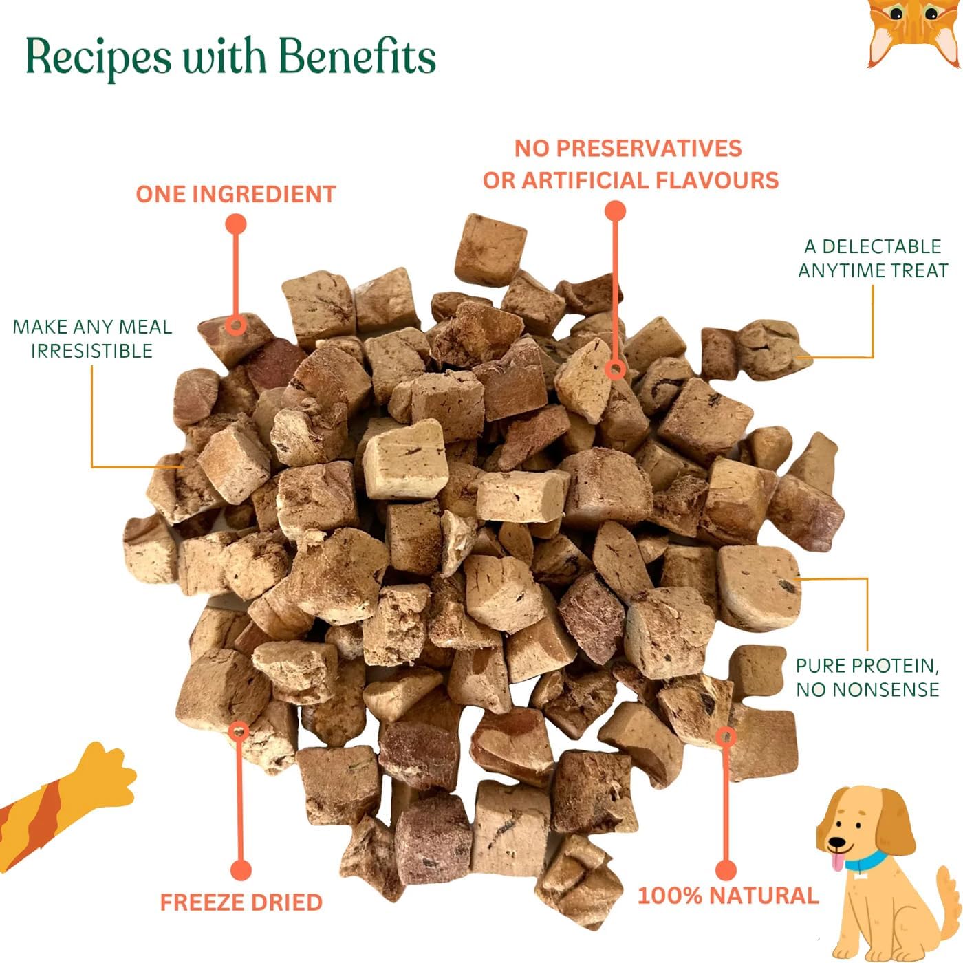 Freeze Dried Dog and Cat Treats Food Topper (2.0 oz, Duck Liver)