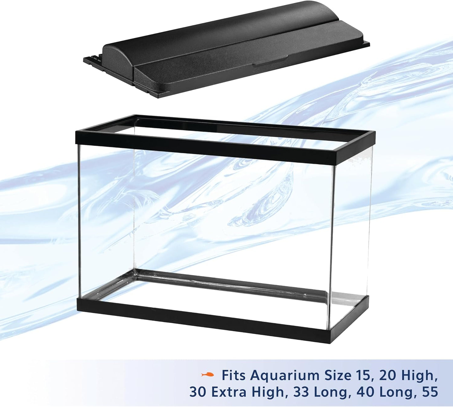 Aqueon LED Deluxe Fish Tank Aquarium Full Hood, Black, 24 Inch