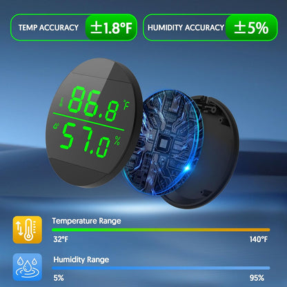QZQ Reptile Thermometer and Humidity Gauge, LED Digital Thermometer Hydrometer, Reptile Tank Accessories for Bearded Dragon, Crested Gecko, Snake, Jumping Spider, Lizard, USB Power Supply (Black)