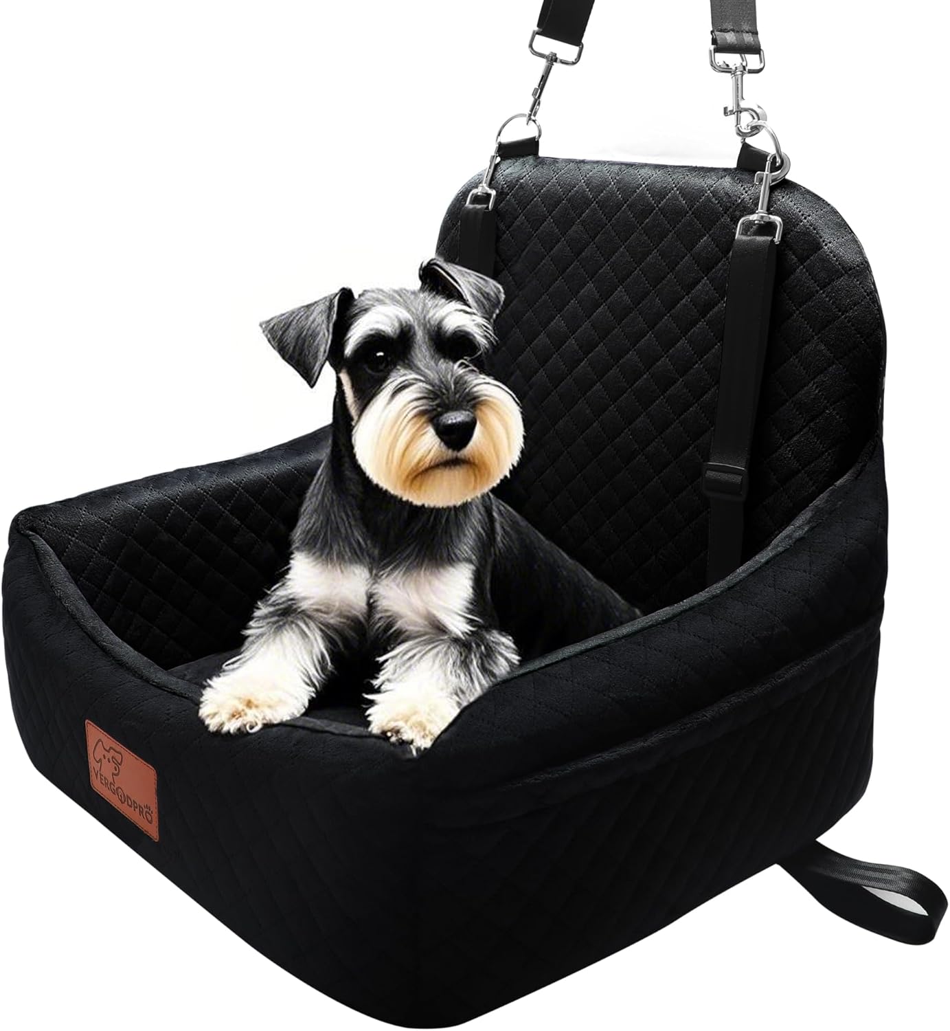 Dog Car Seat for Small Dogs,2 Adjustable Safety Puppies Leashes,Memory Foam with Soft Fabric Pets Travel Car Bed with Non-Slip Bottom,Easily Installed in Front and Back Seats,Removable and Washable.