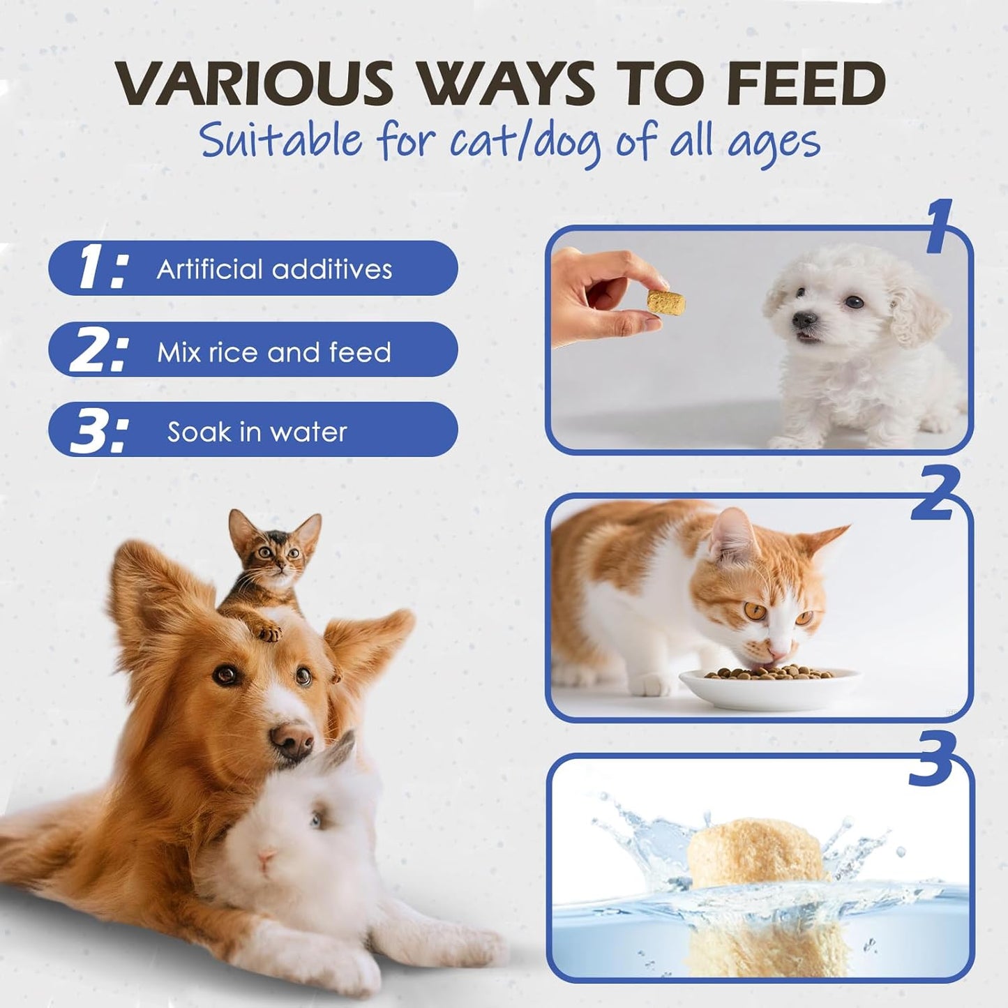 Freeze Dried Dog Food, Freeze Dried Raw Dog Food, Premium Selected Chicken Formula, Dog Treat, Dog & Cat Universal Formula, Highly Palatable, 110g