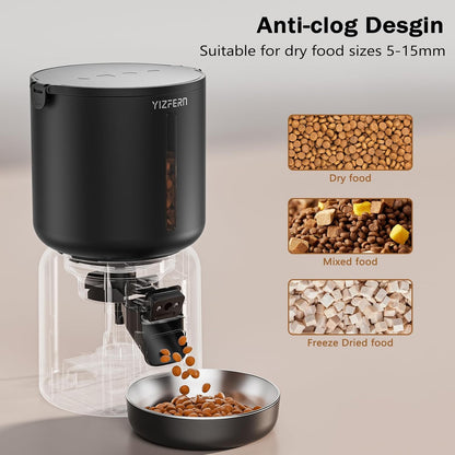 Automatic Cat Feeder with Camera, 4L Automatic Pet Feeder, Dual Power Supply, Programmable Cat Food Dispenser with 2MP Night Vision & Two-Way Audio for Cats and Small Dogs, Black