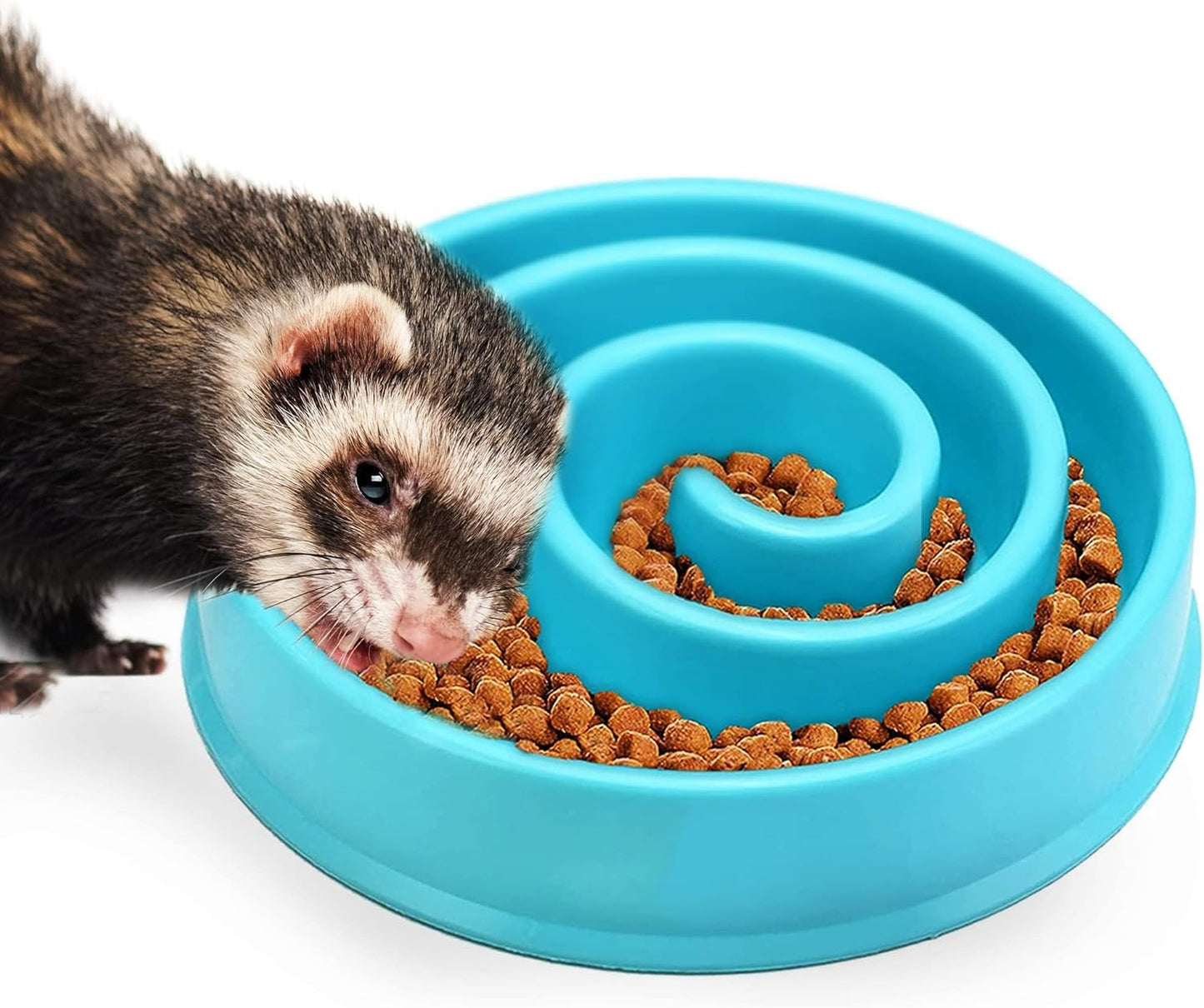 SunGrow Dog Slow Feed Bowl, Spiral Design Encourages Slow Eating, Interactive, 8”, Non-Slip Base, Portion Control, Blue, 1pc