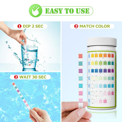 Aquarium Test Strips - Aquarium Water Test Kit - 150 Fish Tank Testing Strips for Freshwater - Pond Water Tester Kits - Rapid Accurate Easy to Test pH, Carbonate, Hardness, and More (7-Way)