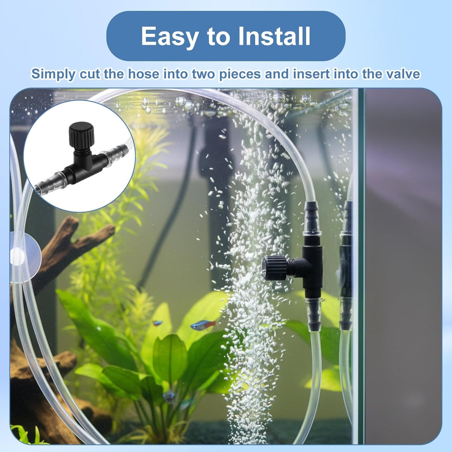 20 Pcs Aquarium Air Valves - T Shaped Plastic Aquarium Air Pump Control Valves - Single Way Control Valve for Fish Tank Accessories, 3/16" ID Tubing