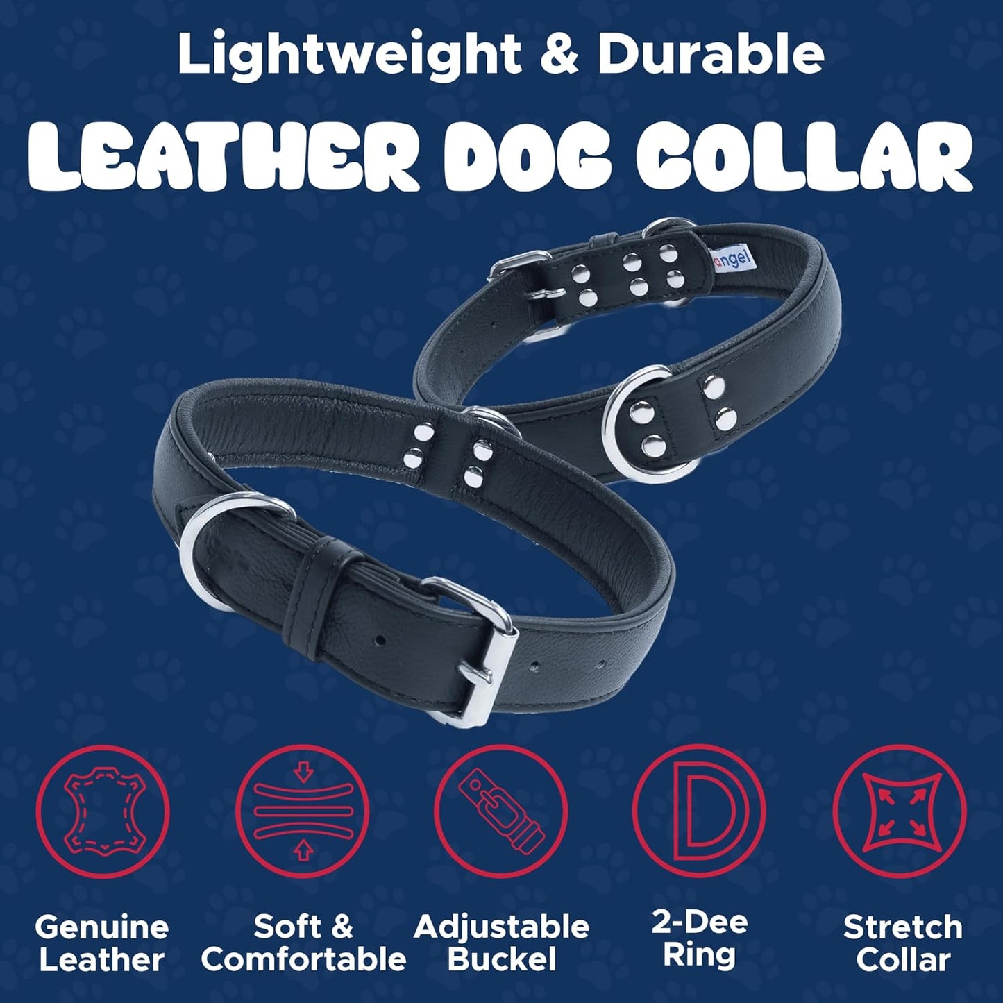 Angel Pet Supplies Alpine Plain Dog Collar by Angel. 26 X 1.25, Midnight Black, 41040