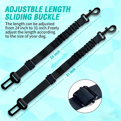 Dog Seat Belt,Set Retractable Dog Car Harness Adjustable Dog Seat Belt for Cars, Trucks, SUVs Nylon Pet Safety Seat Belts Heavy Duty（Black）