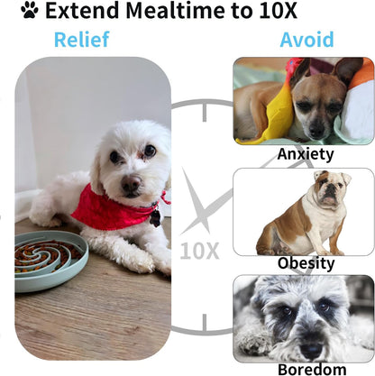 Slow Feeder Dog Bowls, Dishwasher Microwave Safe Silicone Puppy Puzzle Bowl with Non-Slip Design for Eating (Grey Green)