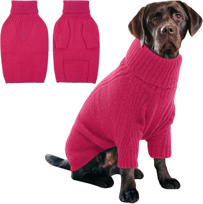 IECOii XXXL Dog Sweater,Warm Dog Sweaters for Extra Large Dogs Girl Boy,Stretchy & Cozy,Turtleneck Knitted Pullover for Pet Wear On Holiday,Easy On Doggy Sweatshirt for Labrador (Rose red,XXXL)
