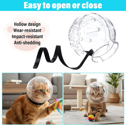 Cat Muzzle for Grooming Adjustable Hood with Paw Covers, Breathable Cats Helmet Anti Bite Muzzles Anti Scratch Boots Silicone Kitten Bubble Muzzle and Paw Protector for Pet Bathing Cat Claw Care