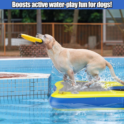 Inflatable Dog Pool Ramp Floats for Large Dogs Up to 240 lbs, 60"x 40" Dog Water Boat Ramp Ladder with Non Slip Step | Heavy Duty Dogs Dock for Inground Above Ground Pool, Lake, River