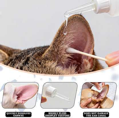 Dog Ear Infection Treatment, Dog Ear Cleaner, Ear Infection Treatment for Dogs & Cat, Gentle Cleaning Solution for Smelly Ears, Excess Wax & Mite Care - Itchy Ear Relief (2 fl oz)