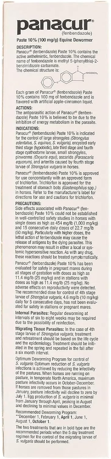 (3 Pack) PANACUR Dewormer Horse Paste 10%, 100mg Each