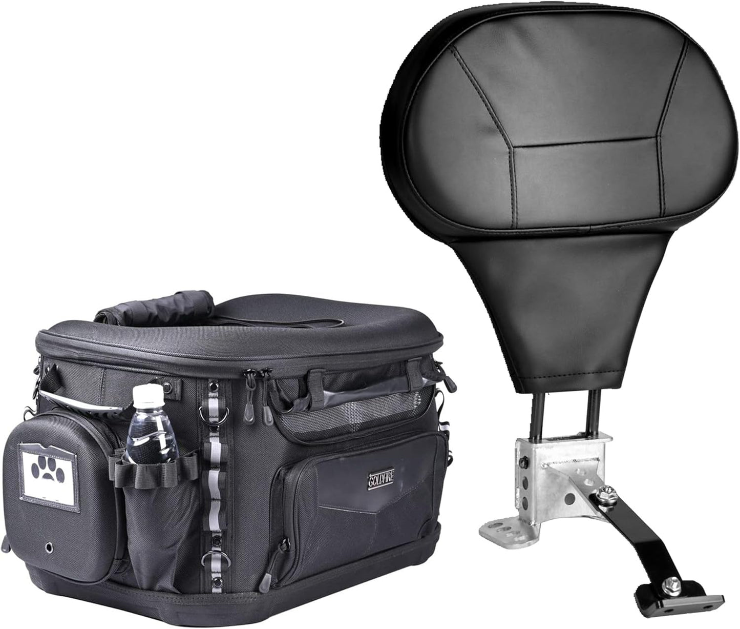 Dog Cat Carrier Crate Travel Bag + Driver Backrest Adjustable Quick Release Rider Backrest for Harley Road Glide Street Glide Electra Glide Road King