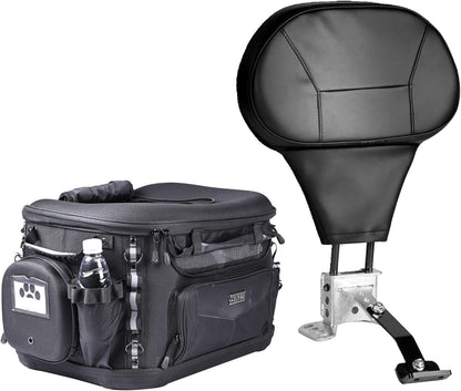 Dog Cat Carrier Crate Travel Bag + Driver Backrest Adjustable Quick Release Rider Backrest for Harley Road Glide Street Glide Electra Glide Road King