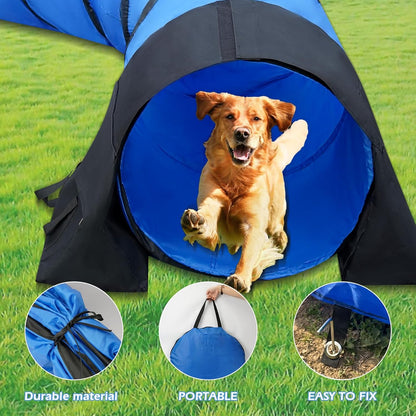 Rain Queen 10 Foot Dog Agility Tunnel with Sandbagsl - Premium Dog Agility Equipment for Effective Pet Agility Training.