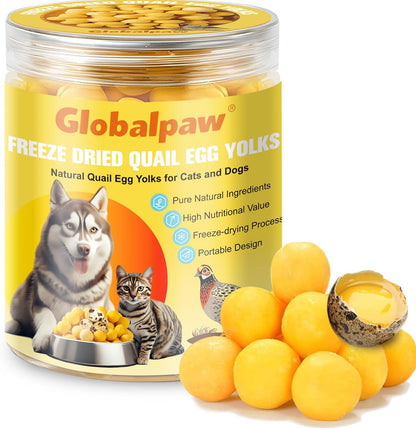 Premium Freeze-Dried Quail Egg Yolks - All-Natural Snack for Cats and Dogs, 100% Pure Quails Yolk Ingredients Pet Treats, Supports Growth with Protein & Iron, Crispy, Nutrient-Dense (S, Apricot)