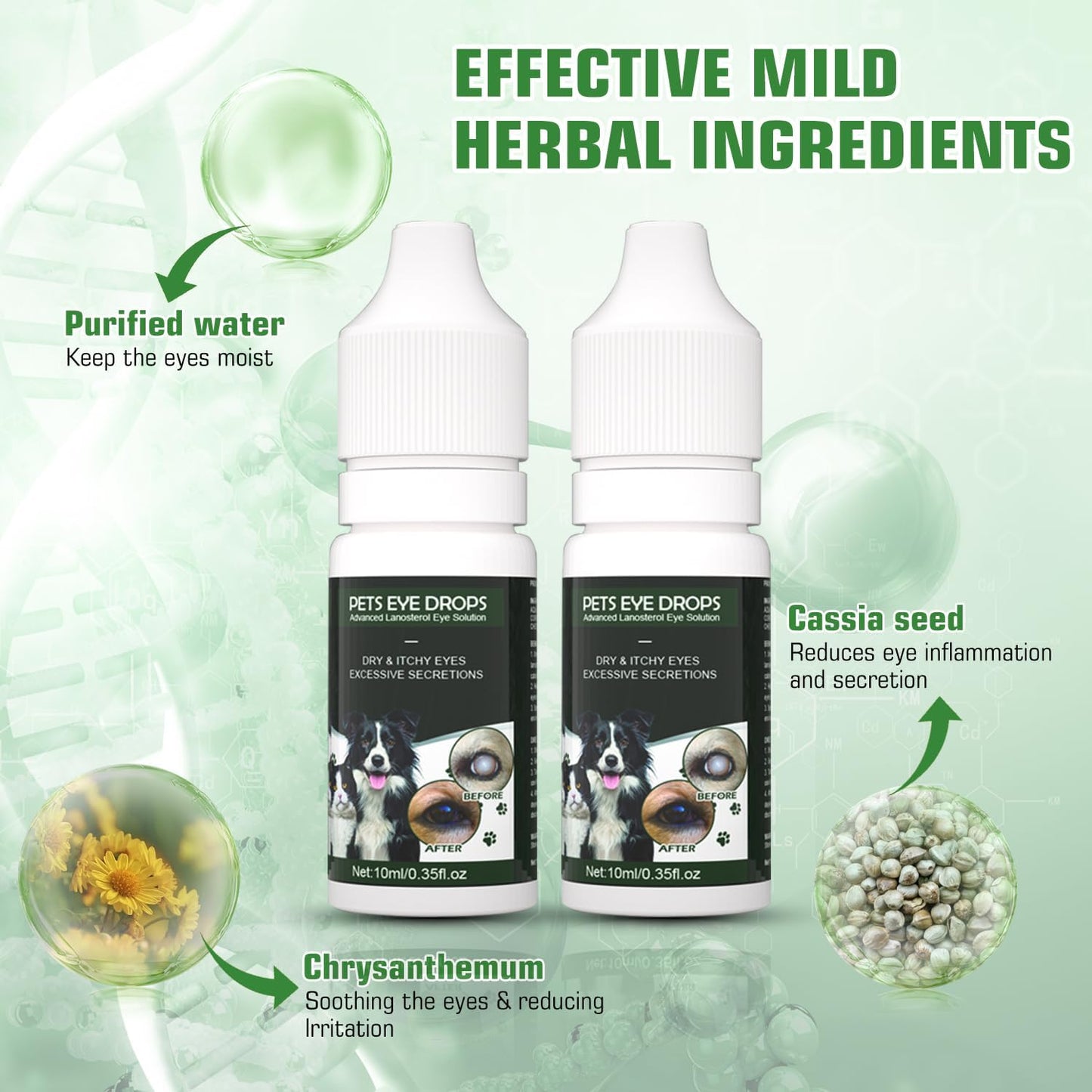 BrennenstuhlCataract Drops for Dogs - Pet Dog Eye Drops for Relieving Eye Itching and Clean Tear Stains - Removing Eye Stains - Improving Clarity - All Natural Pet Eye Health Care (2 X 10 ml)