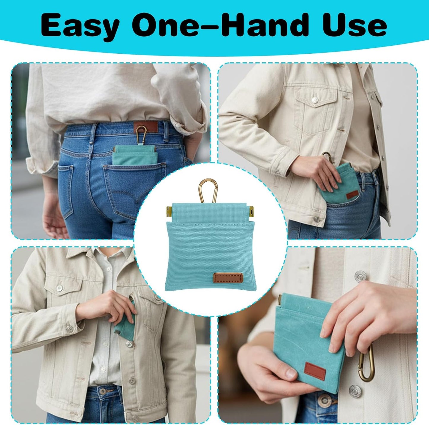 Dog Treat Pouch, Portable Puppy Blue Pocket Sized Dog Training Treat Bag, Hand Free Walking Bag, Auto Closing Pet Feed Snack Reward Pocket, Food Dispenser for Pet Puppy Travel or Outdoor Use