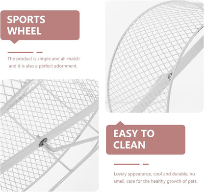 Silent Hamster Exercise Wheel Iron Frame 32Cm, White Small Animal Running for Hedgehogs, Squirrels, Sugar Gliders and Gerbils, Quiet Nail Grinding Plaything for Pets