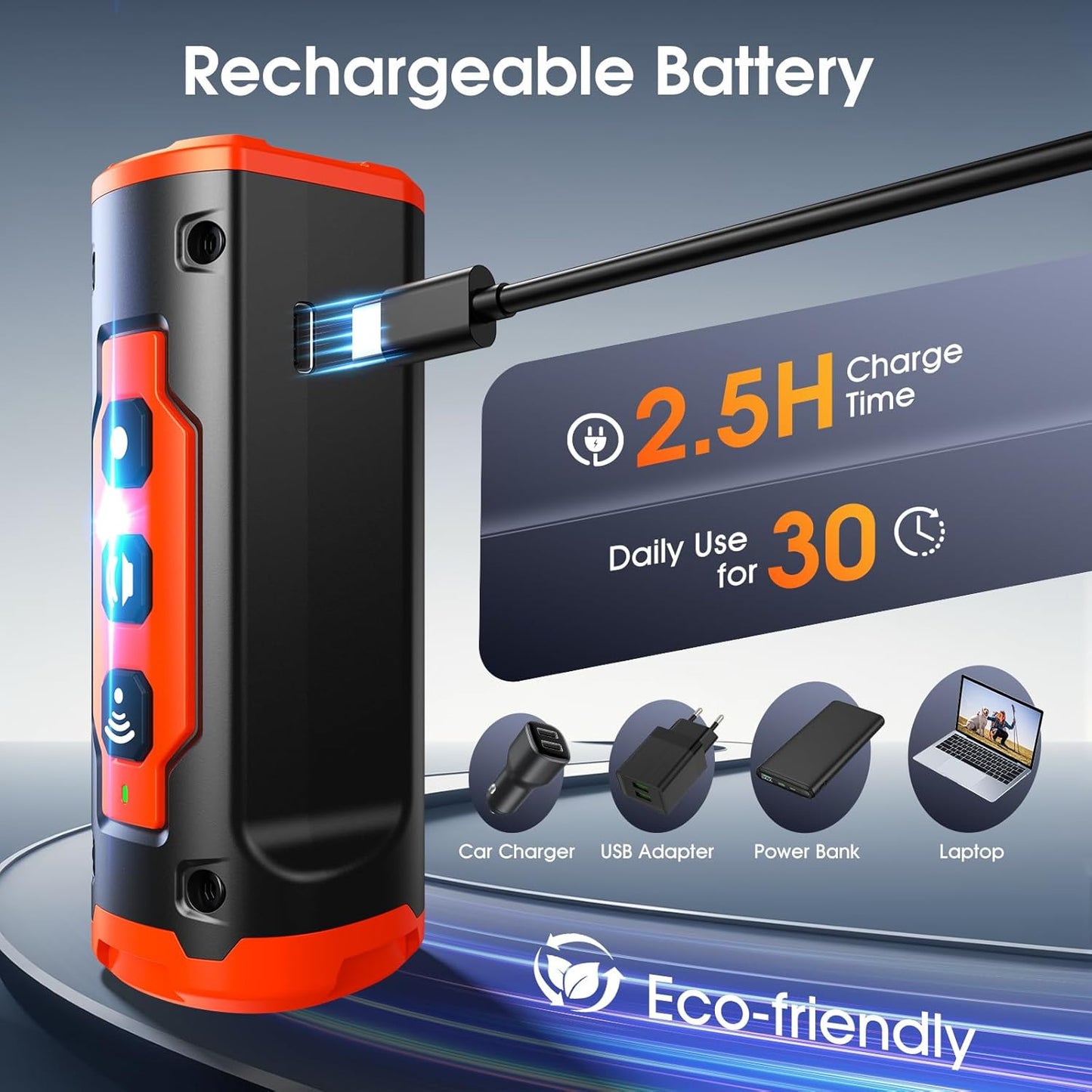 1-Touch Dog Bark Deterrent Devices with 3 Sonic Heads,Portable 50ft Range Anti Barking Device for Dogs,Rechargeable & Safe Dog Training Tool with Flashlight,Helps Improve Dog's Behavior Orange