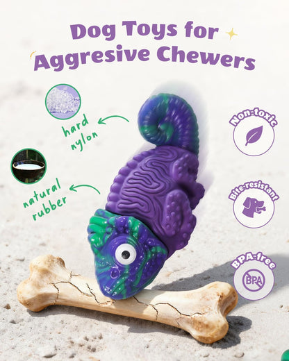 Tough Dog Toys for Aggressive Chewers: Squeaky Dog Toys for Medium & Large Breeds, Indestructible Dog Chew Toys to Keep Them Busy, Reduce Boredom, Bacon Flavor