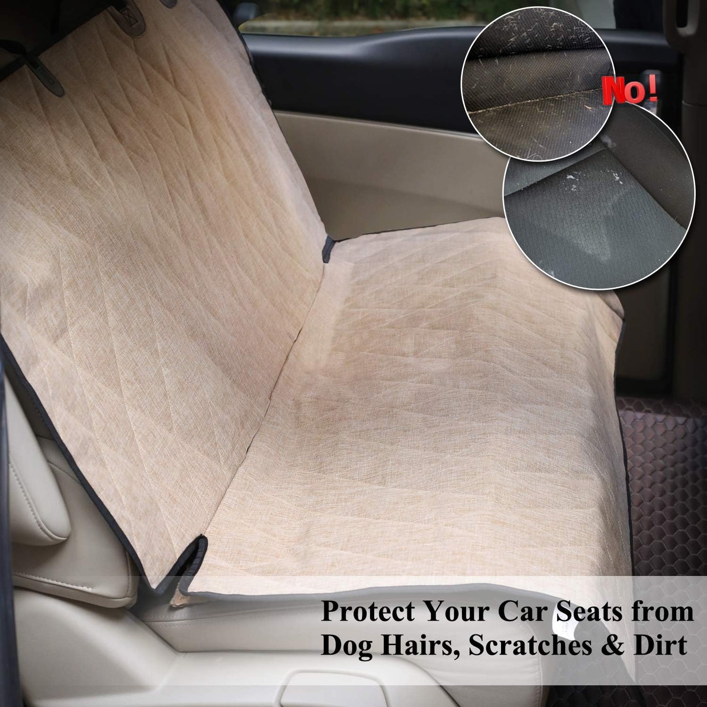 VIVAGLORY Dog Seat Belt + Dog Seat Cover, Chew Proof Waterproof Multi-Functional, Backseat Cover for Car