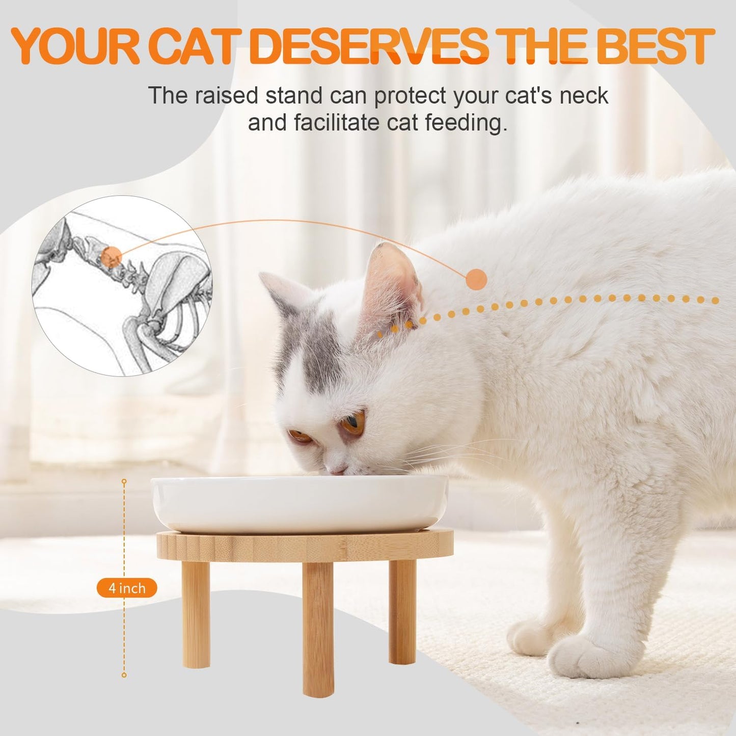 Raised Slow Feeder Cat Bowl, 5.9 Inch Wide Shallow Ceramic Elevated Glass Food Bowl Puzzle Feeders, Anti Vomit Cat Dish, Whisker Friendly Pet Plates Feeding Station for Indoor Cats, Kitten(1 Set)