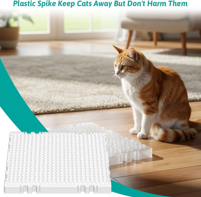 SHENLIU 16 Pieces Cat Deterrent Mat, 16 x 13 Inches Clear Plastic Cat Deterrent Repellent Mat with Spikes Keep Dogs Off Counter Anti Pet for Outdoor Indoor Plants Garden Sofa Window