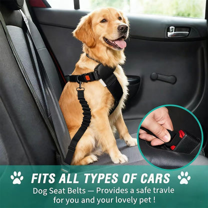 Dog Seat Belt,Set Retractable Dog Car Harness Adjustable Dog Seat Belt for Cars, Trucks, SUVs Nylon Pet Safety Seat Belts Heavy Duty（Black）